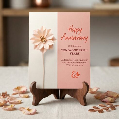 Customizable 10 Year Anniversary Card | 10th Wedding Anniversary Card | Cotton Anniversary Card | First Anniversary Card cover image.