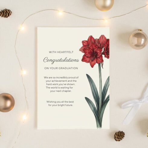 Red Floral Graduation Card Printable | Graduation Card for Her | Graduation Card Daughter | Graduation Card for Him cover image.
