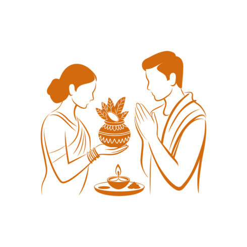 Indian couple performing traditional Hindu ritual cover image.