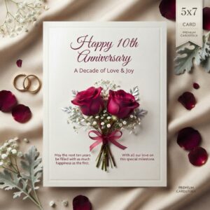 Customizable 10 Year Anniversary Card | 10th Wedding Anniversary Card | Happy Anniversary Card | First Anniversary Card cover image.