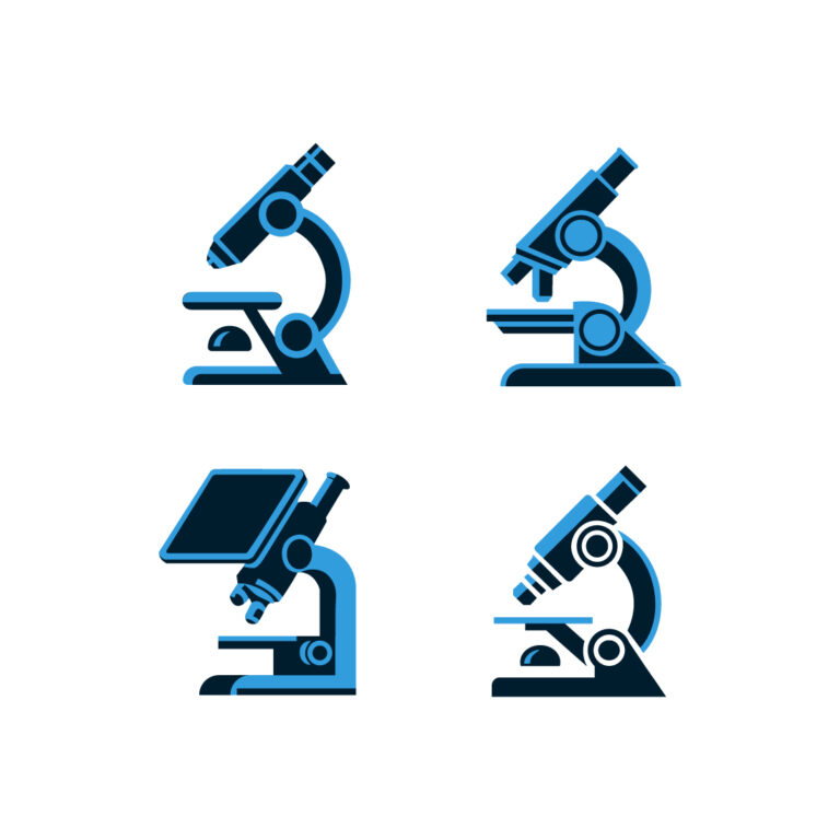 Scientific Laboratory Research Microscope Icon Set cover image.