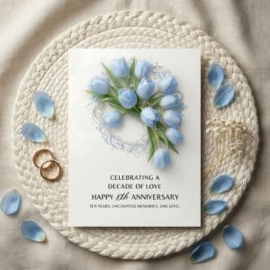 Customizable 10 Year Anniversary Card | 10th Wedding Anniversary Card | Cotton Anniversary Card | First Anniversary Card cover image.