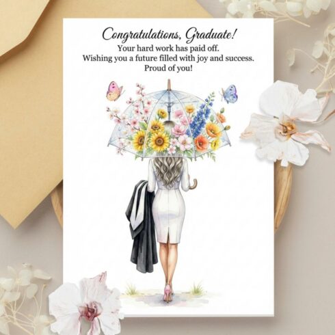 Elegant Floral Design Graduation Card Printable | Graduation Card for Her | Graduation Card Daughter | Graduation Card for Him cover image.