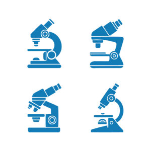Scientific Laboratory Research Microscope Icon Set cover image.