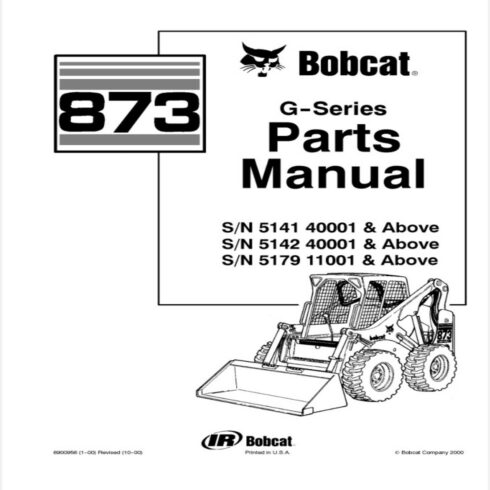 Bobcat 873 Skid Steer Loader Parts Manual Diagrams Catalog cover image.