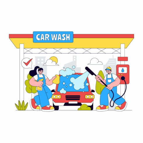 10 Car Wash Vector Illustration cover image.