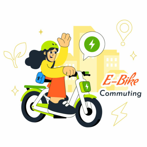 10 E Bike Commuting Illustration cover image.