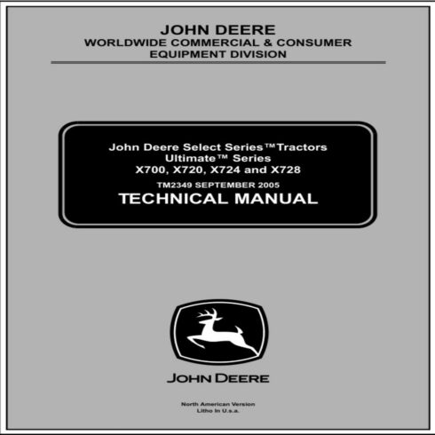 John Deere X700 X720 Tractors Repair Service Technical Manual TM2349 cover image.