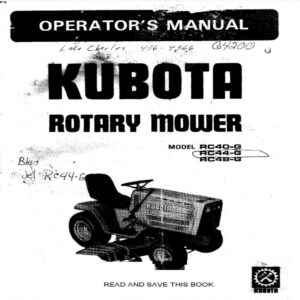 Kubota Rotary Mower RC40-G RC44-G RC48-G Operator manual cover image.