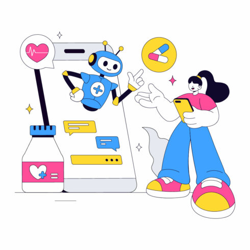 10 Medical Chatbot Vector Illustration cover image.