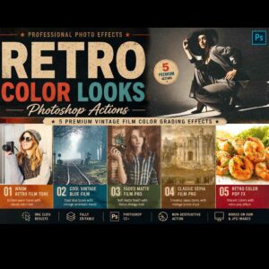 Retro Color Looks Photoshop Actions cover image.