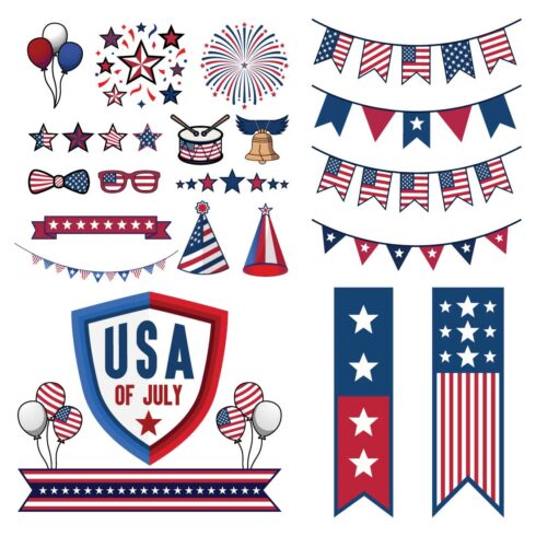 USA 4th of July Clipart Set ā Patriotic Party Elements Sticker Pack cover image.