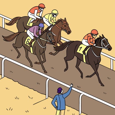 Professional Jockey and Thoroughbred Horse Race Illustration cover image.