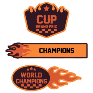 Racing Badges & Flames Emblem Set – Vector Clip Art cover image.
