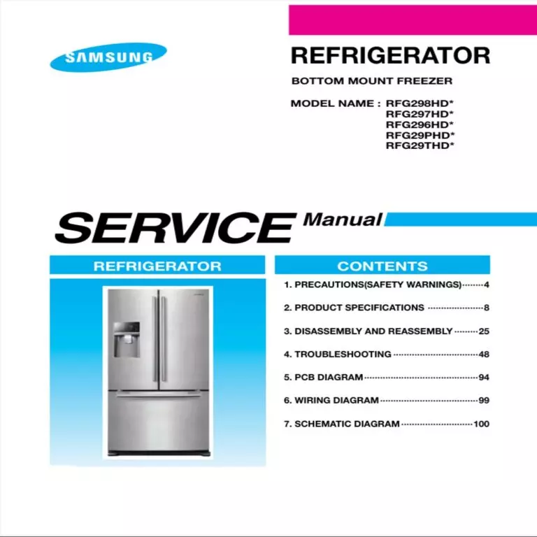 SAMSUNG RFG297HDRS RFG297HDRSAA Service Manual cover image.