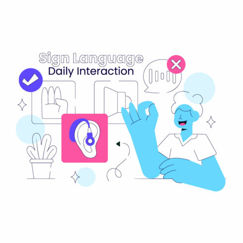 10 Sign Language Daily Interaction Illustration cover image.