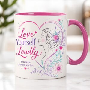 Inspirational Women's Gift Mug Mockup Pair|Elegant Feminine Line Art Mug Mockup Set cover image.