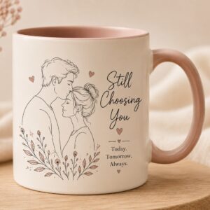 Modern Romance Mug Mockup Pair | Romantic Typography | Minimal Line Art Couple |Couple Gift Design cover image.