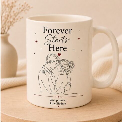 Romantic Couple Mug Mockup Pair |Love Story Mug Mockup Pair |Elegant Typography & Modern Gift Mug cover image.