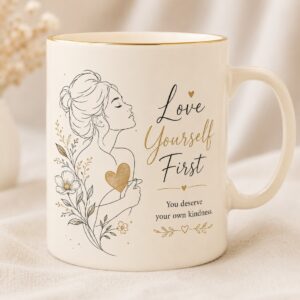 Elegant Female Line Art Mug Mockup Pair |Minimalist Self-Love Mug Mockup Pair cover image.