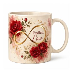 Luxury Endless Love Coffee Mug Mockup pair|Timeless Love Rose Mug Mockup Bundle|Forever Together Infinity Heart Mug Mockup Set cover image.