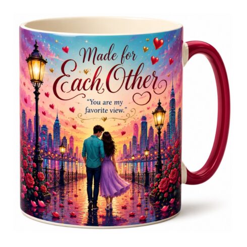 Timeless Romance – Always & Forever Couple Mug Mockup Pair | Elegant Vintage Love Coffee Mug | Wedding & Anniversary Gift Presentation cover image.