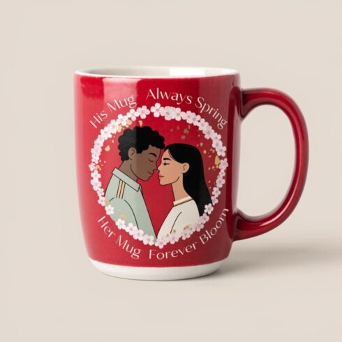 Cherry Blossom Collection – Always Spring & Forever Bloom | Romantic Couple Mug Mockup Pair| Elegant Premium Couple Mug Collection cover image.