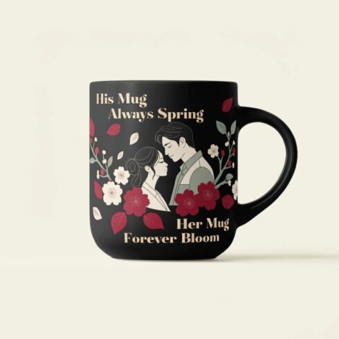 Cherry Blossom Collection – Always Spring & Forever Bloom | Romantic Couple Mug Mockup Pair | Elegant Floral Gift Design cover image.