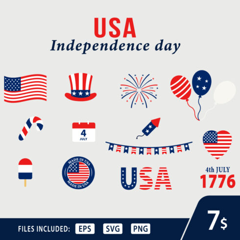 USA Independence Day Vector Bundle | Patriotic Elements | Only 7$ cover image.