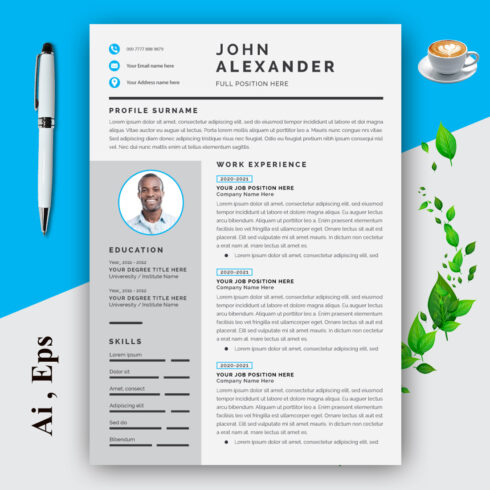 Resume cv Layout Set with Blue Accents cover image.