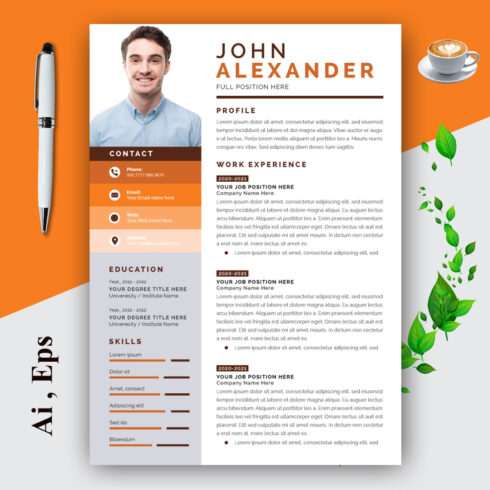 Resume Layout Set with Navy and Gold Elements cover image.