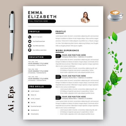 Resume Layout with Thin Black Line Element cover image.