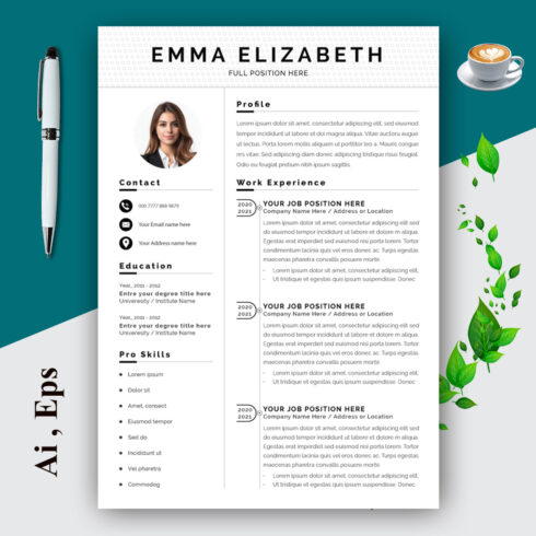 Resume Layout Set with Name Header cover image.