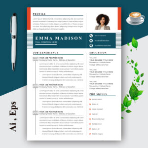 Resume Layout with Blue Header cover image.