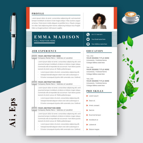 Resume Layout with Blue Header cover image.