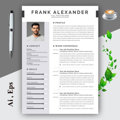 Resume Layout Dark Gray Sidebar cover image.