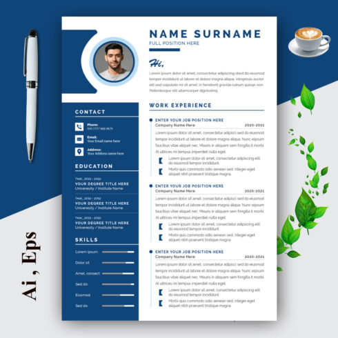 Resume Layout with Sky Blue CV Template cover image.