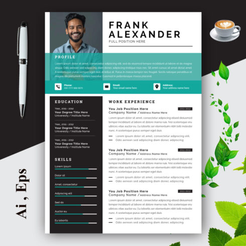 Resume Layout with Black Sidebar cover image.