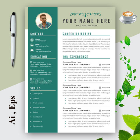 Resume Layout with Dark Header cover image.