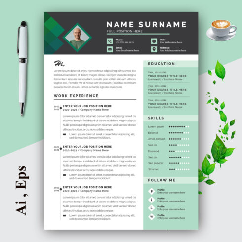 Resume Layout Set with Black Header cover image.