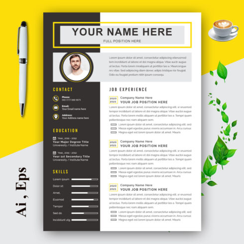 Creative Resume Page Set with Black Sidebar cover image.