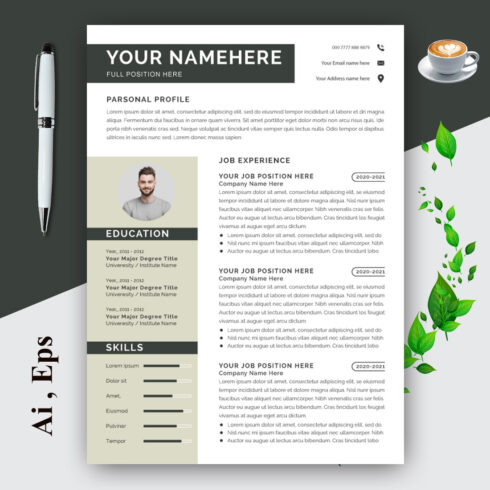 Professional Resume Layout Clean Template cover image.