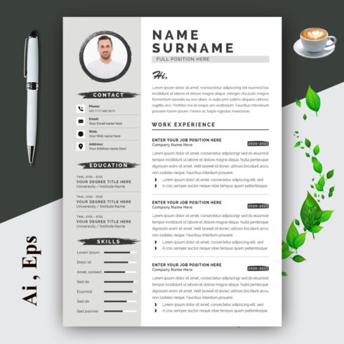 Resume Layout Set with Black Elements cover image.