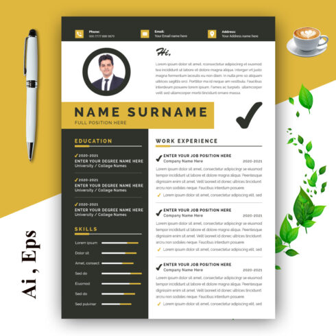 Modern Resume Template and Cover Letter cover image.