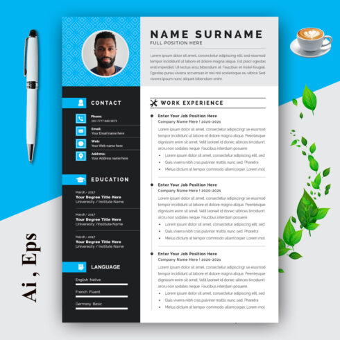 Minimal Resume Layout Kit with Sky Blue cover image.