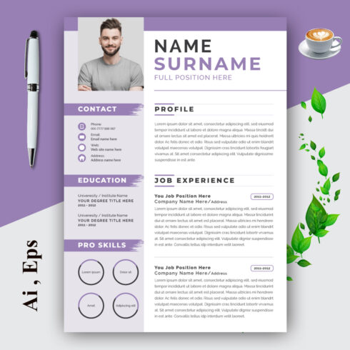 Modern Resume Template Layout with Gray Accents cover image.