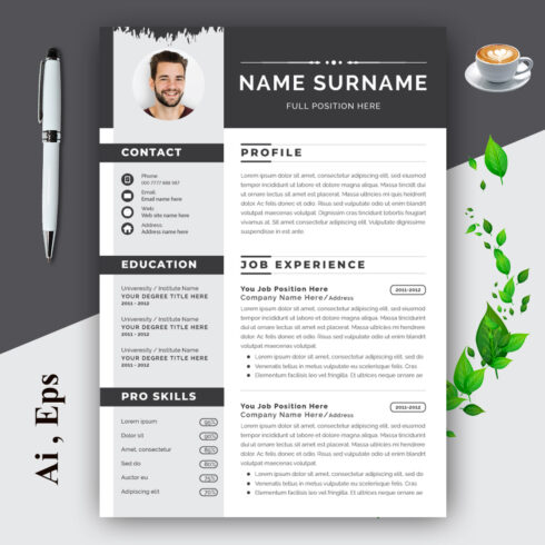 Gray and Black Resume Layout Set cover image.