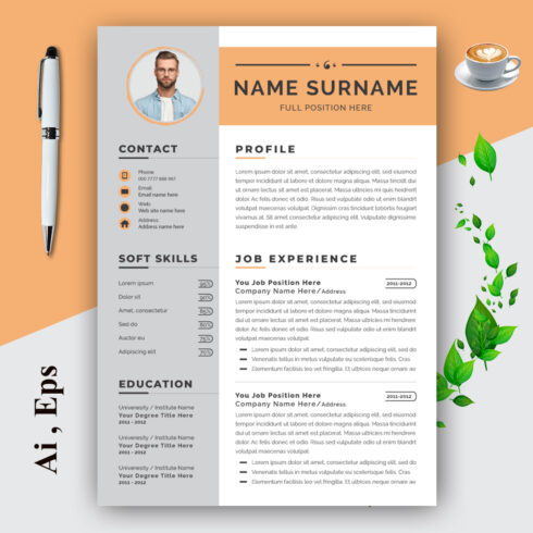 Resume Template Pink Elements cover image.