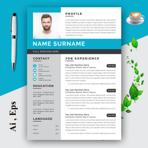 Modern Resume Template Layout with Gray Sidebar cover image.