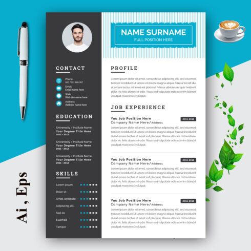 Resume Layout Dark Gray Sidebar cover image.